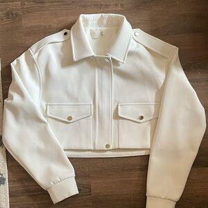 Commense White Utility Cropped Jacket